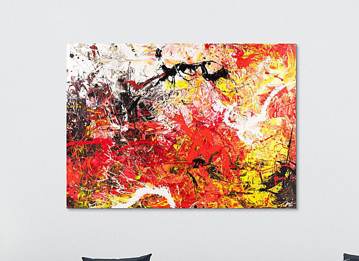 Gemälde Original abstrakt 160x220cm Action Painting Moderne Kunst handgemalt Mischtechnik rot weiß schwarz hochwertig