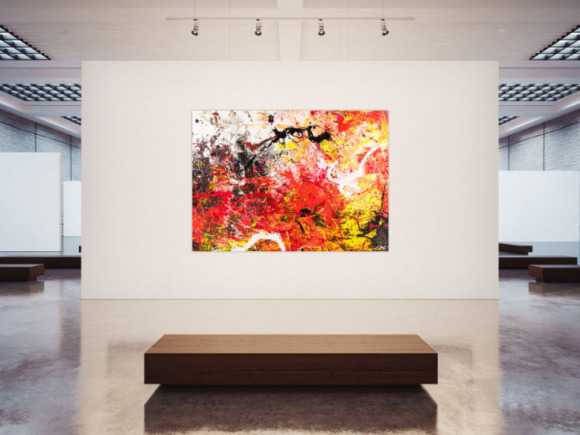 Gemälde Original abstrakt 160x220cm Action Painting Moderne Kunst handgemalt Mischtechnik rot weiß schwarz hochwertig