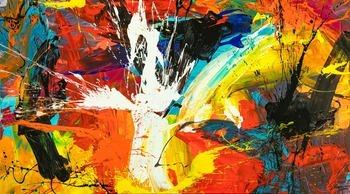 Gemälde Original abstrakt 100x180cm Action Painting Moderne Kunst handgefertigt Mischtechnik schwarz rot orange einzigartig