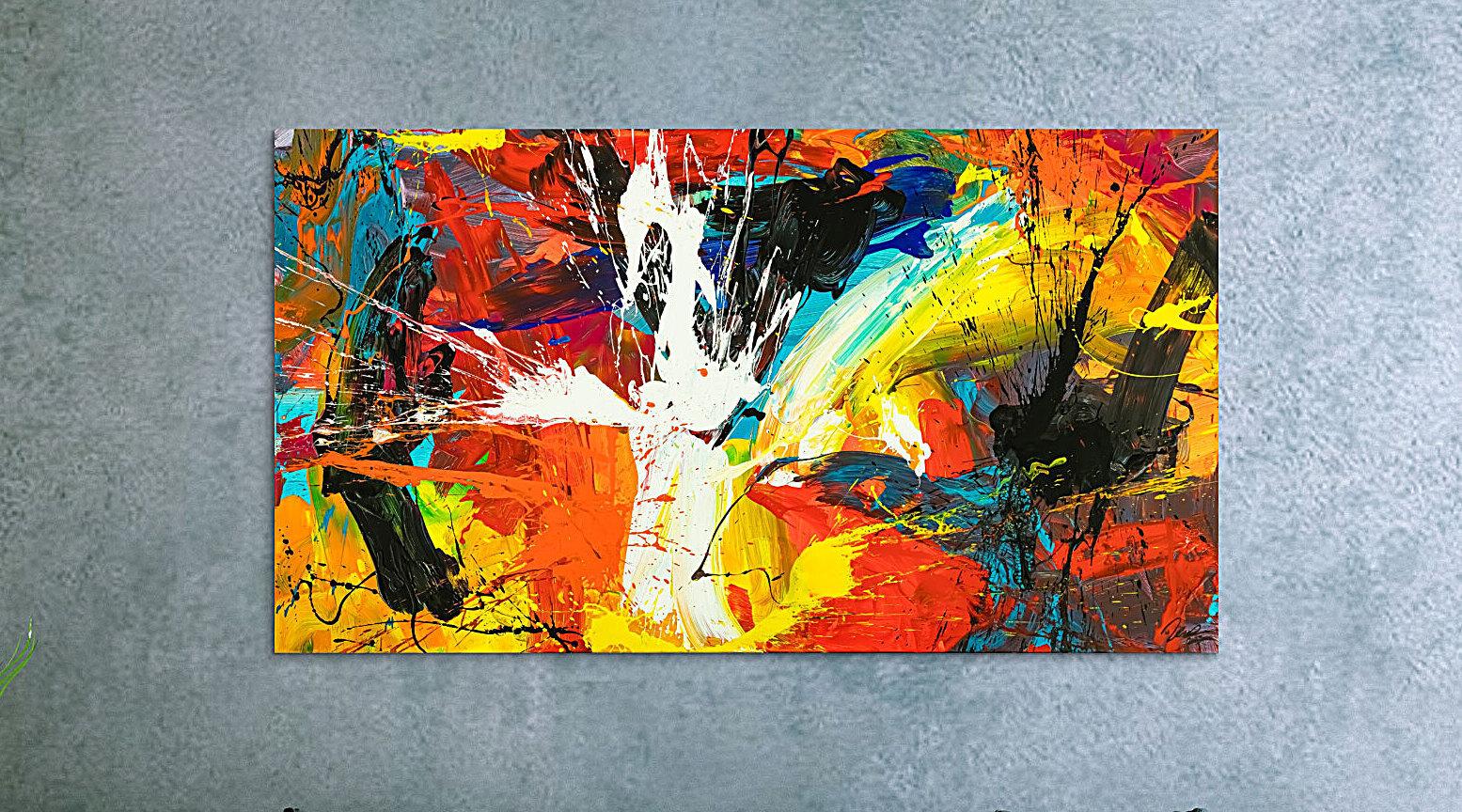 Gemälde Original abstrakt 100x180cm Action Painting Moderne Kunst handgefertigt Mischtechnik schwarz rot orange einzigartig