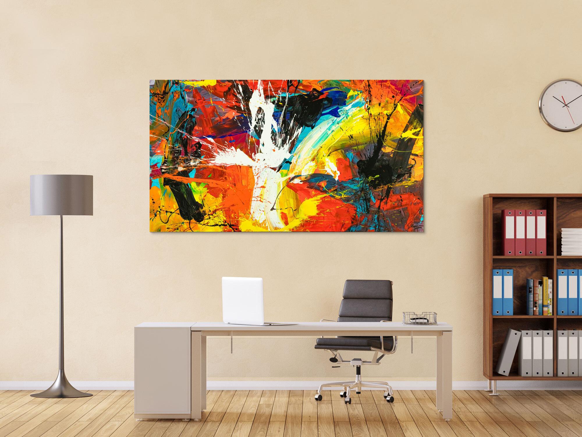 Gemälde Original abstrakt 100x180cm Action Painting Moderne Kunst handgefertigt Mischtechnik schwarz rot orange einzigartig