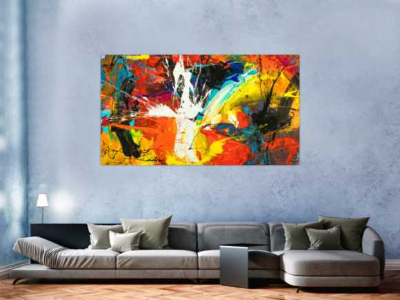 Gemälde Original abstrakt 100x180cm Action Painting Moderne Kunst handgefertigt Mischtechnik schwarz rot orange einzigartig