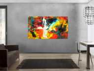 Gemälde Original abstrakt 100x180cm Action Painting Moderne Kunst handgefertigt Mischtechnik schwarz rot orange einzigartig