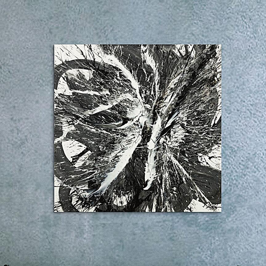 Original Gemälde abstrakt 100x100cm Action Painting Moderne Kunst handgemalt Splash Art schwarz weiss einzigartig