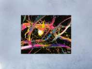 Abstraktes Gemälde 100x180cm Action Painting dynamisch Fluid Art schwarz NEON bunt auf Leinwand