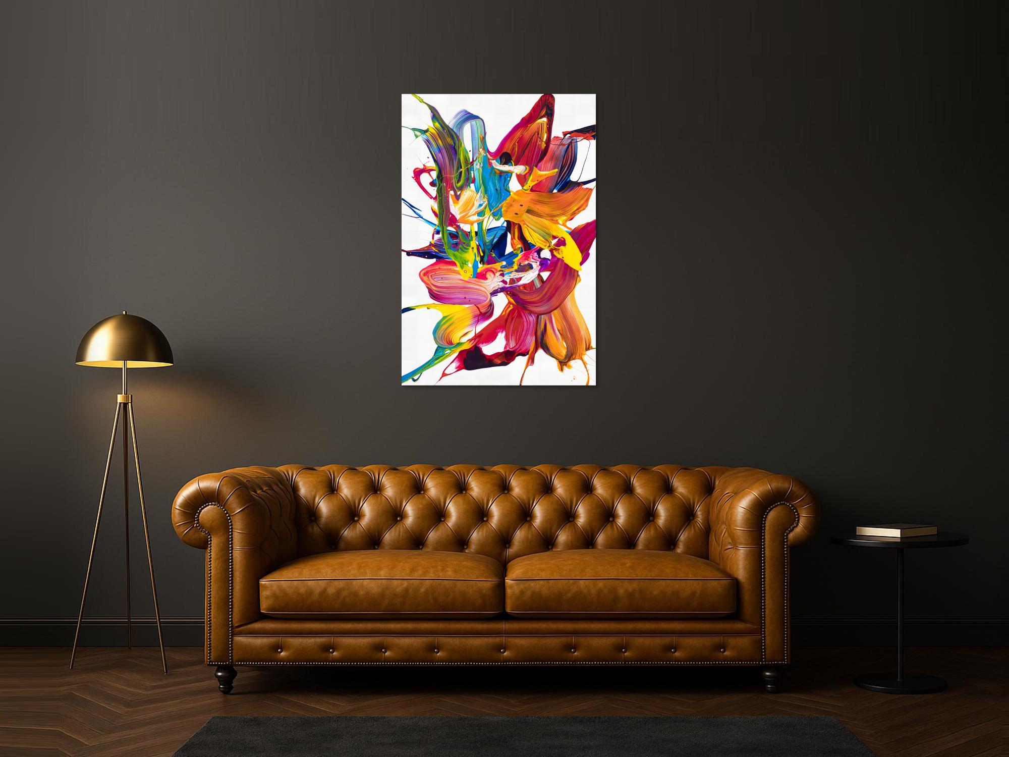 Original Gemälde abstrakt 120x80cm Action Painting Moderne Kunst handgemalt Mischtechnik bunt weiß rot einzigartig