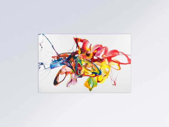 Original Gemälde abstrakt 130x200cm Action Painting zeitgenössisch handgemalt Mischtechnik bunt weiß gelb hochwertig