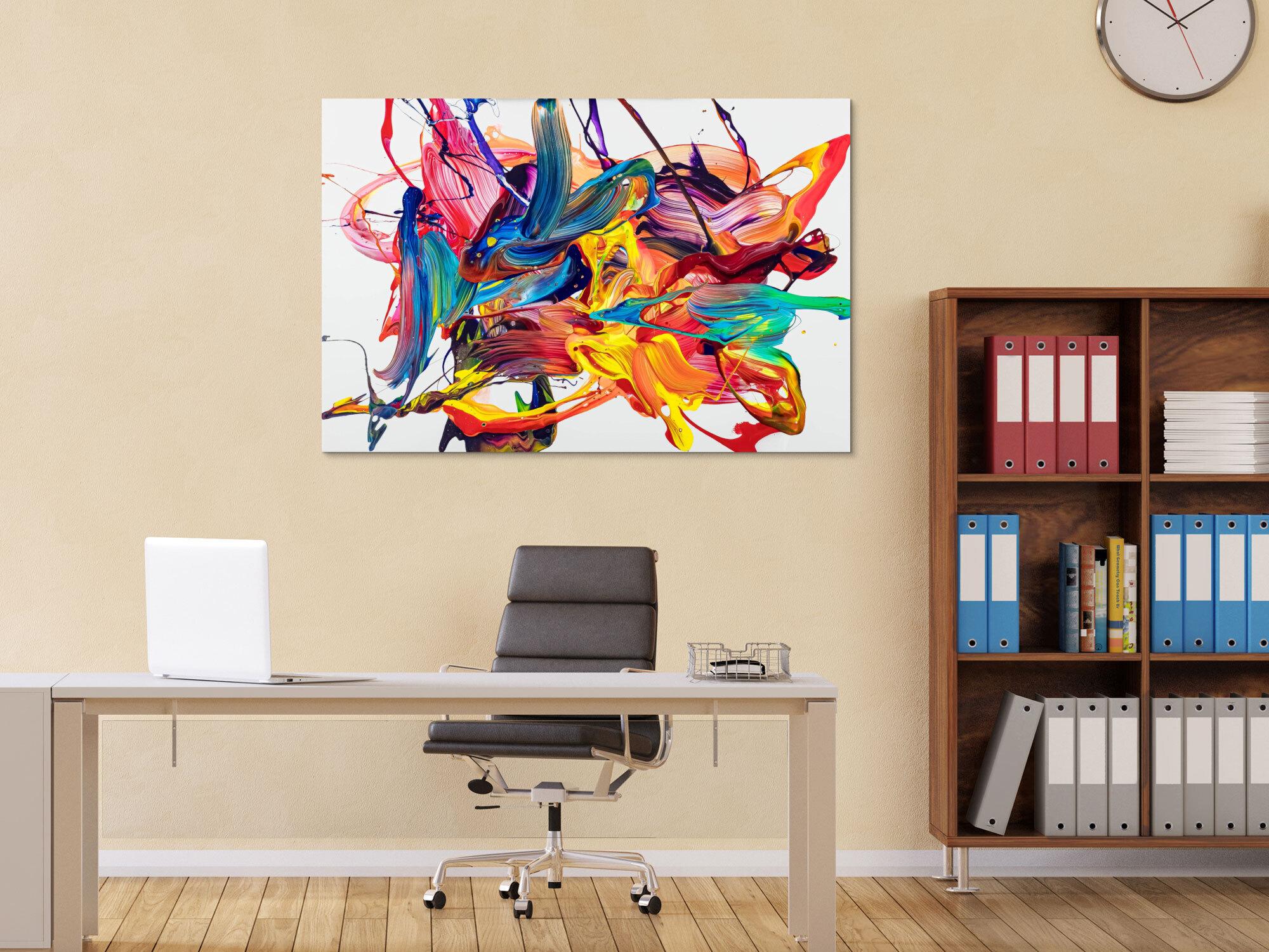 Abstraktes Original Gemälde 80x120cm Action Painting Moderne Kunst handgemalt Mischtechnik bunt weiß rot hochwertig