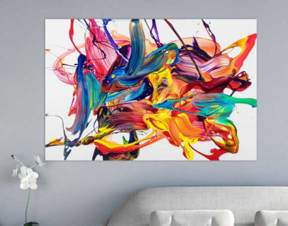 Abstraktes Original Gemälde 80x120cm Action Painting Moderne Kunst handgemalt Mischtechnik bunt weiß rot hochwertig
