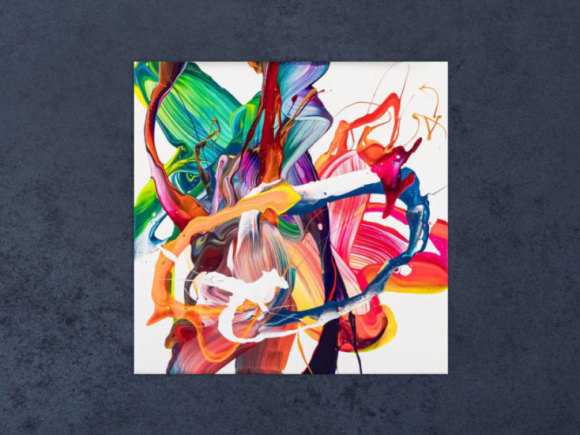 Gemälde Original abstrakt 60x60cm Action Painting Moderne Kunst auf Leinwand Mischtechnik bunt weiß rot einzigartig