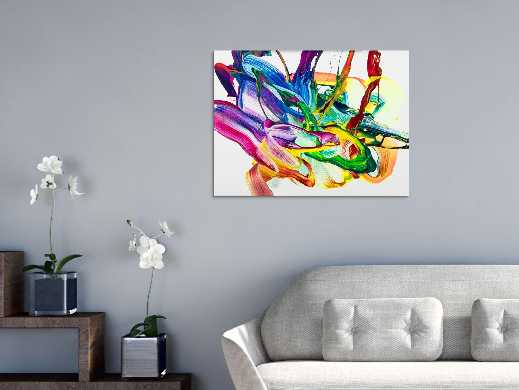 Abstraktes Original Gemälde 60x80cm Action Painting Moderne Kunst handgemalt Fluid Painting bunt weiß hellgrün hochwertig