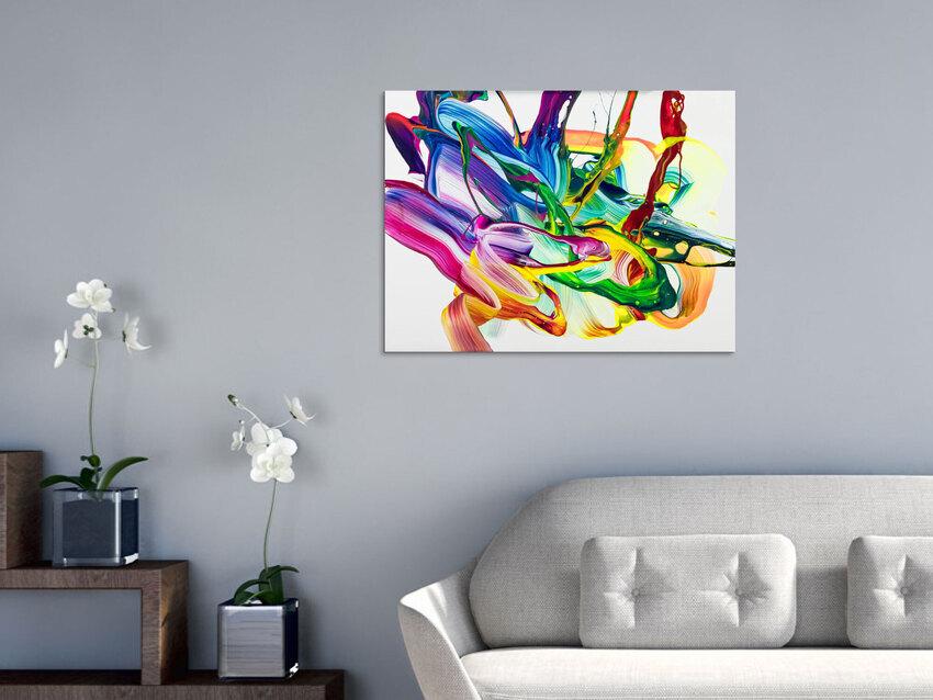 Abstraktes Original Gemälde 60x80cm Action Painting Moderne Kunst handgemalt Fluid Painting bunt weiß hellgrün hochwertig