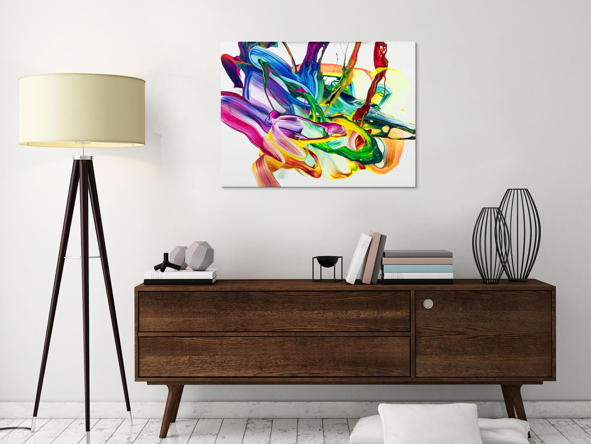 Abstraktes Original Gemälde 60x80cm Action Painting Moderne Kunst handgemalt Fluid Painting bunt weiß hellgrün hochwertig