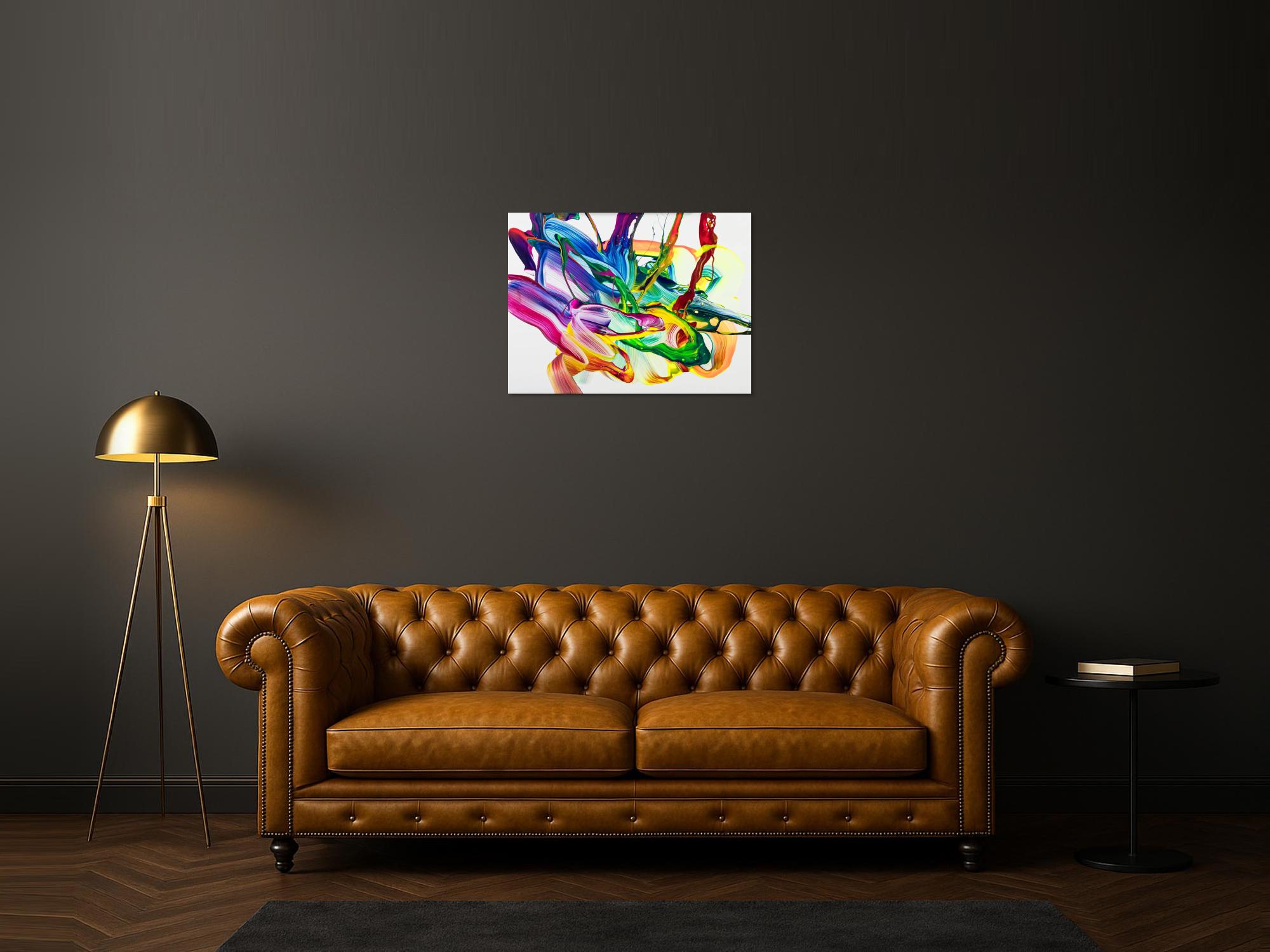 Abstraktes Original Gemälde 60x80cm Action Painting Moderne Kunst handgemalt Fluid Painting bunt weiß hellgrün hochwertig