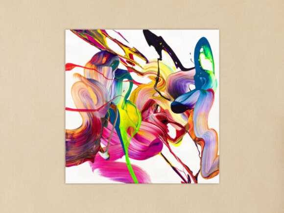 Gemälde Original abstrakt 80x80cm Action Painting Modern Art handgefertigt Mischtechnik bunt weiß pink hochwertig