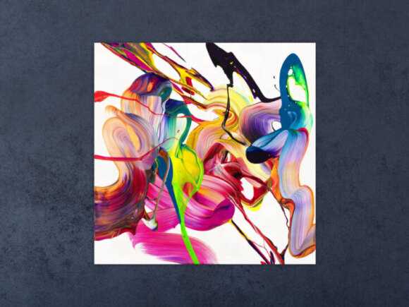 Gemälde Original abstrakt 80x80cm Action Painting Modern Art handgefertigt Mischtechnik bunt weiß pink hochwertig