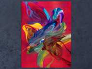 Abstraktes Original Gemälde 80x60cm Action Painting Moderne Kunst handgefertigt Fluid Painting rot pink orange Einzelstück