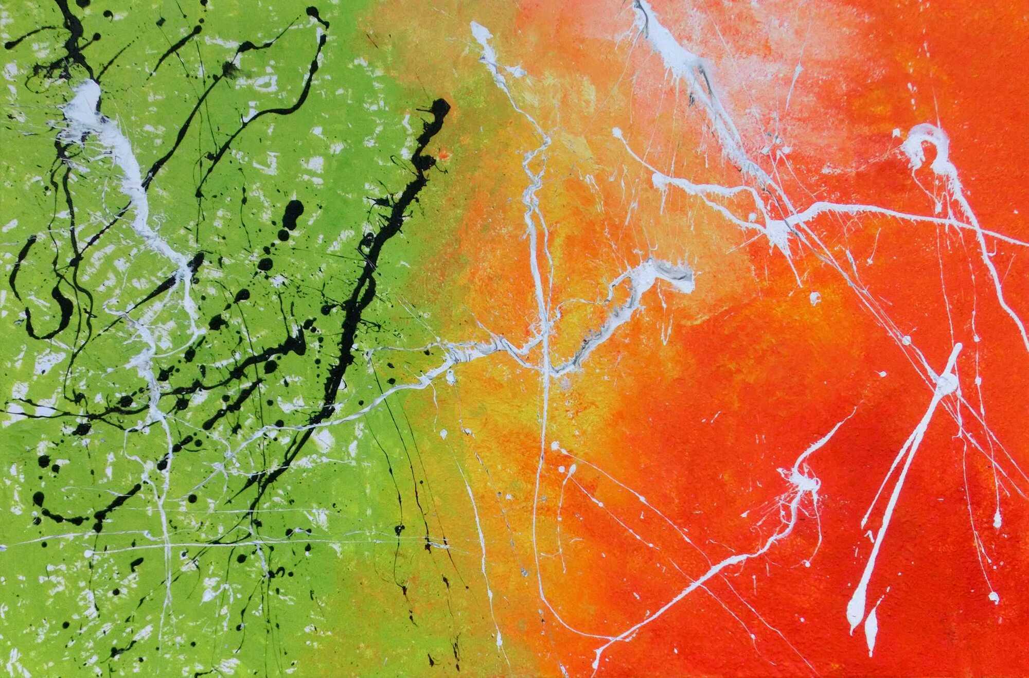 Abstraktes Gemälde grün orange modern