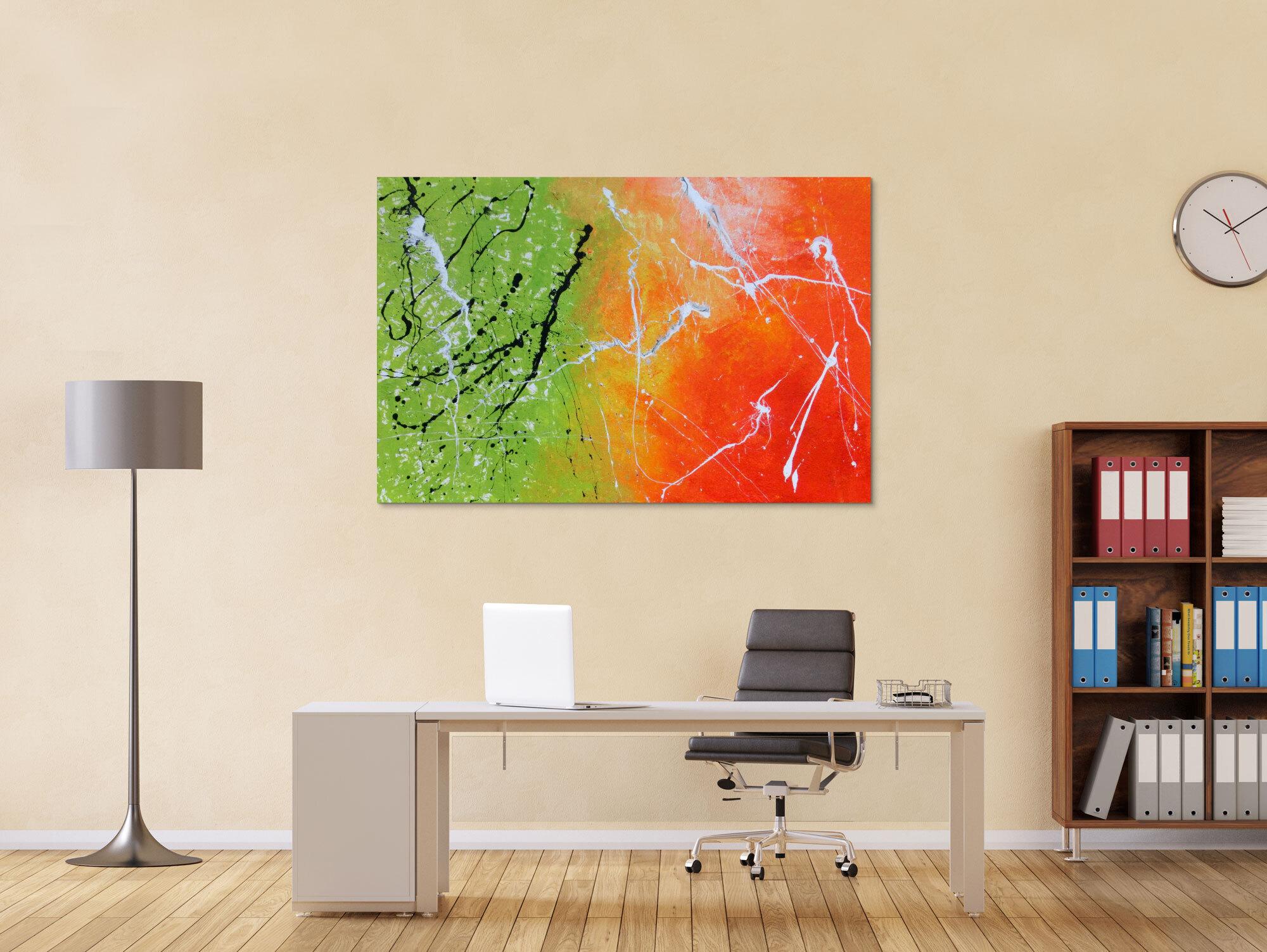 Abstraktes Gemälde grün orange modern