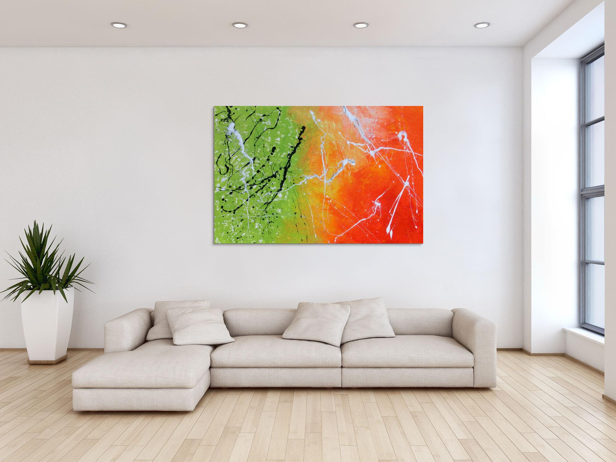 Abstraktes Gemälde grün orange modern