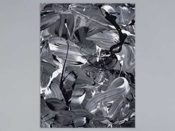 Original Gemälde abstrakt 80x60cm Action Painting expressionistisch auf Leinwand Mischtechnik schwarz weiss schwarz anthrazit einzigartig