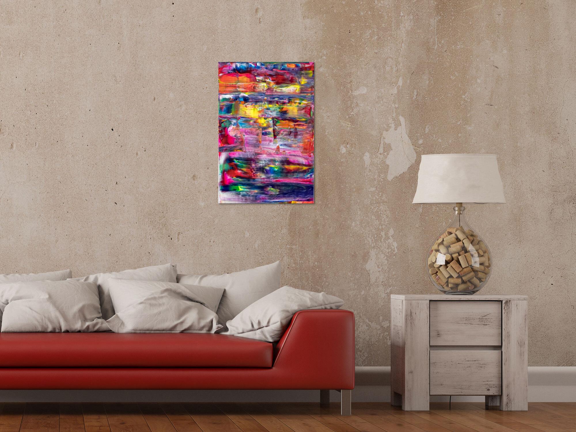 Gemälde Original abstrakt 60x40cm Spachteltechnik Modern Art handgemalt Spachteltechnik bunt blau rosa Unikat