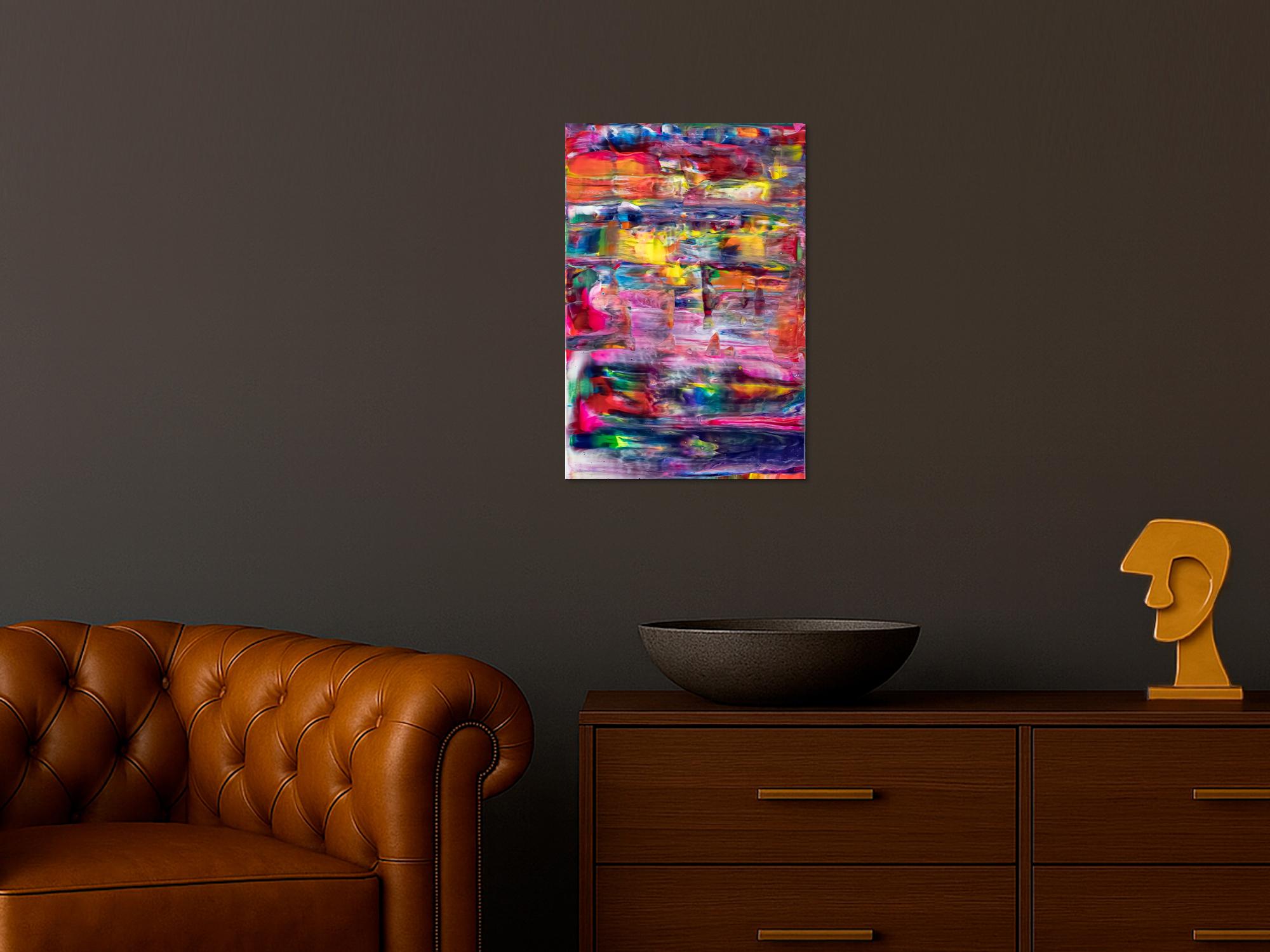 Gemälde Original abstrakt 60x40cm Spachteltechnik Modern Art handgemalt Spachteltechnik bunt blau rosa Unikat