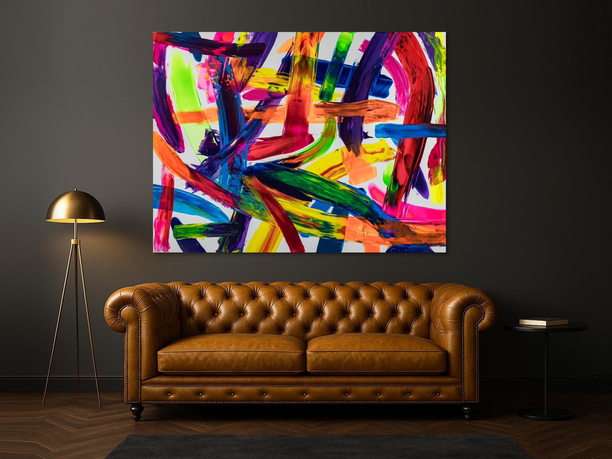 Original Gemälde abstrakt 150x200cm Spachteltechnik Modern Art auf Leinwand Mischtechnik bunt rot orange Unikat