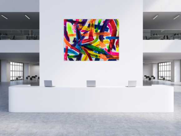 Original Gemälde abstrakt 150x200cm Spachteltechnik Modern Art auf Leinwand Mischtechnik bunt rot orange Unikat