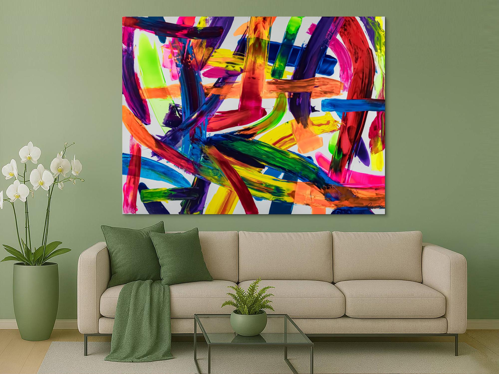 Original Gemälde abstrakt 150x200cm Spachteltechnik Modern Art auf Leinwand Mischtechnik bunt rot orange Unikat