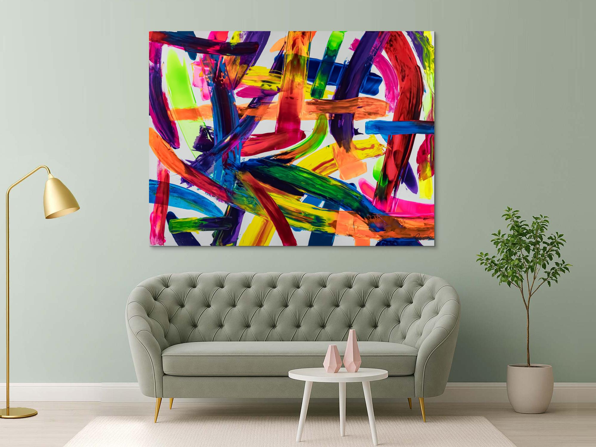 Original Gemälde abstrakt 150x200cm Spachteltechnik Modern Art auf Leinwand Mischtechnik bunt rot orange Unikat