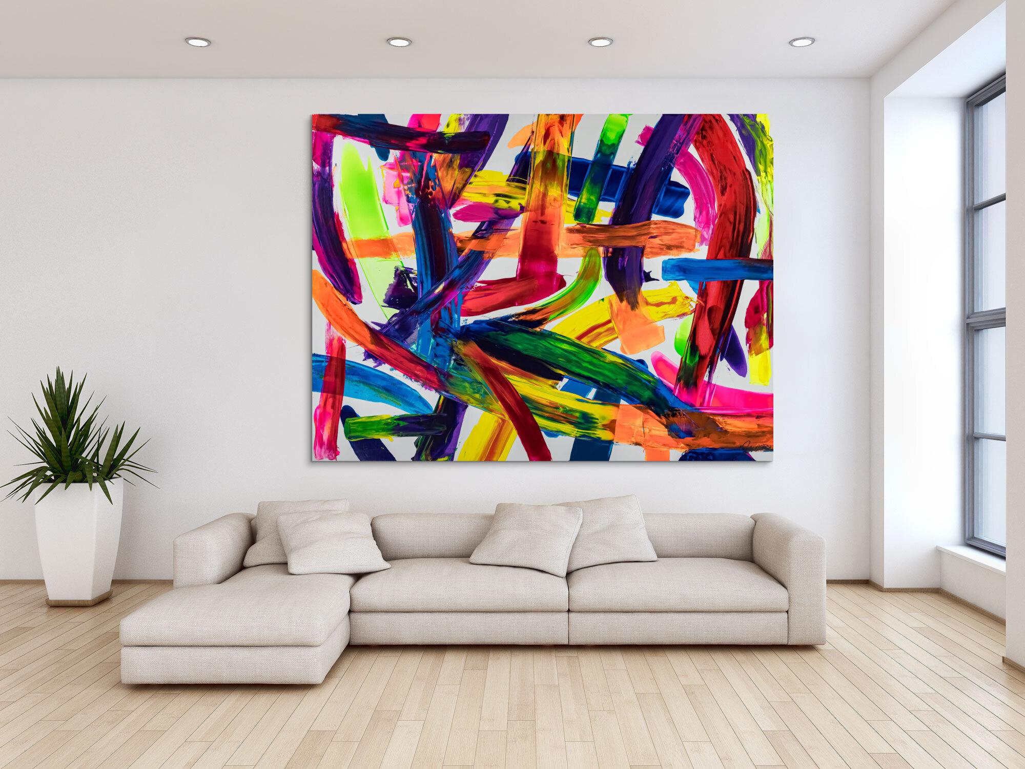 Original Gemälde abstrakt 150x200cm Spachteltechnik Modern Art auf Leinwand Mischtechnik bunt rot orange Unikat