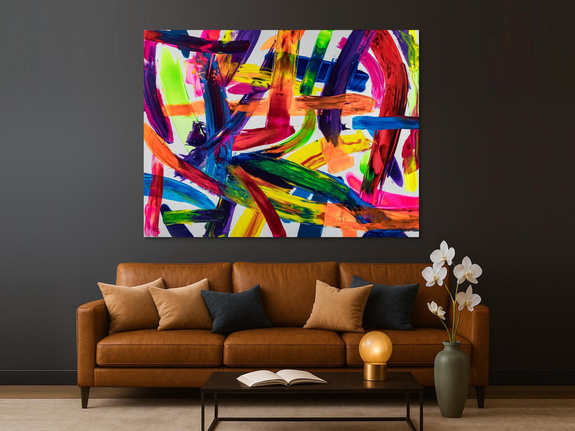 Original Gemälde abstrakt 150x200cm Spachteltechnik Modern Art auf Leinwand Mischtechnik bunt rot orange Unikat