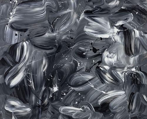 Original Gemälde abstrakt 150x180cm Mischtechnik expressionistisch auf Leinwand  schwarz weiss schwarz anthrazit hochwertig