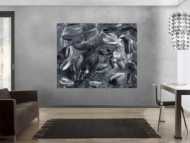 Original Gemälde abstrakt 150x180cm Mischtechnik expressionistisch auf Leinwand  schwarz weiss schwarz anthrazit hochwertig