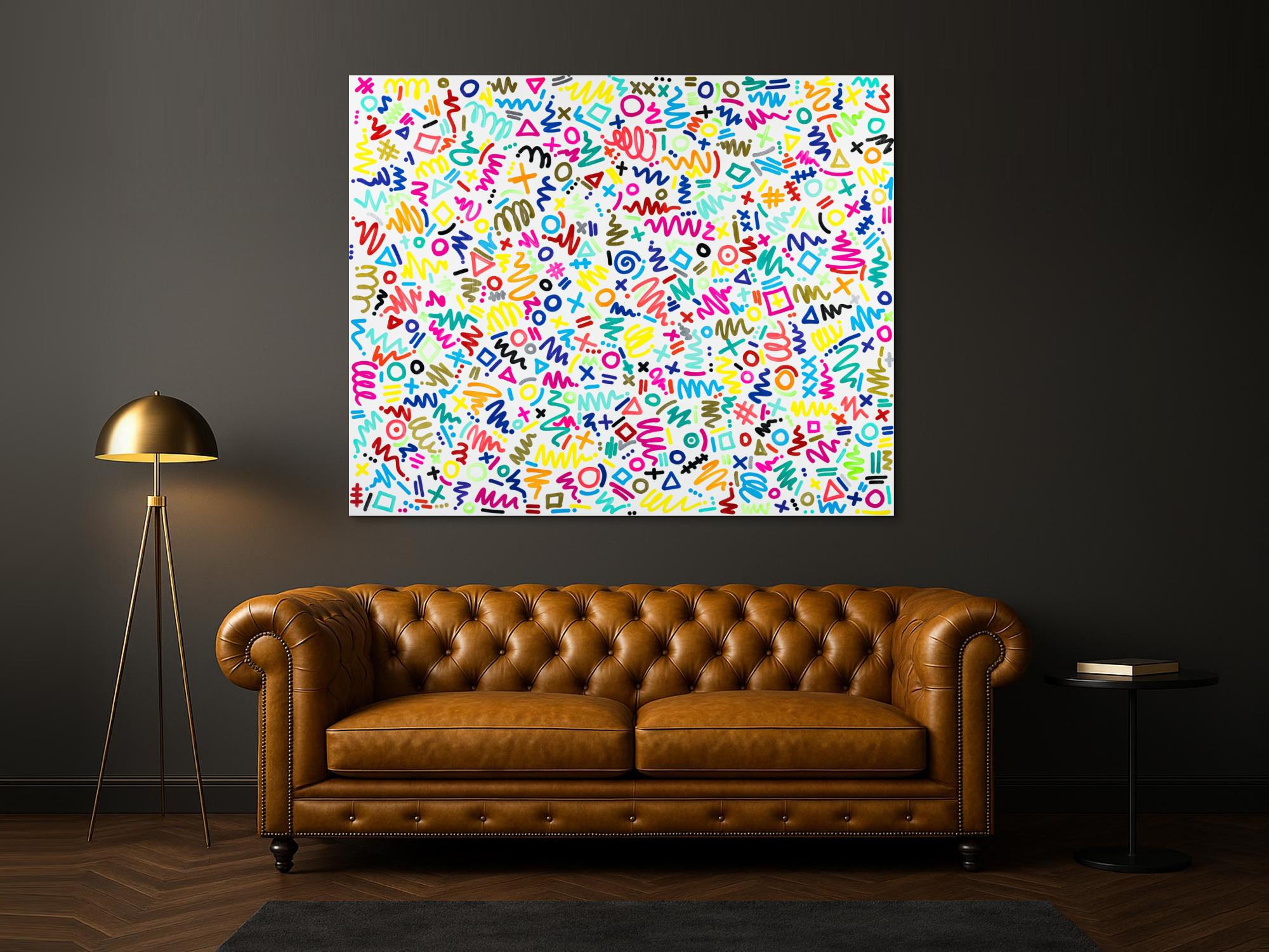 Gemälde Original abstrakt 150x180cm Minimalistisch expressionistisch handgemalt Mischtechnik bunt weiß hellgrün Einzelstück