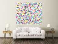 Gemälde Original abstrakt 150x180cm Minimalistisch expressionistisch handgemalt Mischtechnik bunt weiß hellgrün Einzelstück