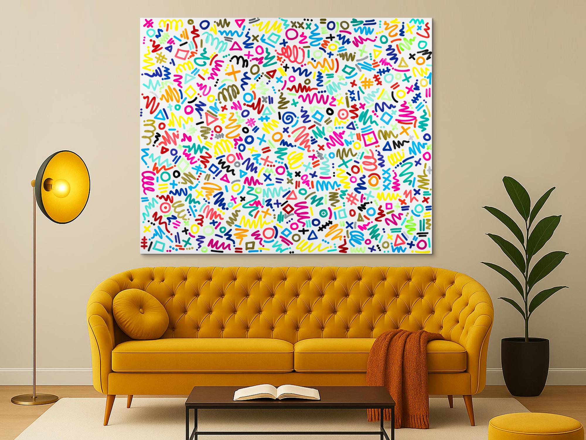 Gemälde Original abstrakt 150x180cm Minimalistisch expressionistisch handgemalt Mischtechnik bunt weiß hellgrün Einzelstück