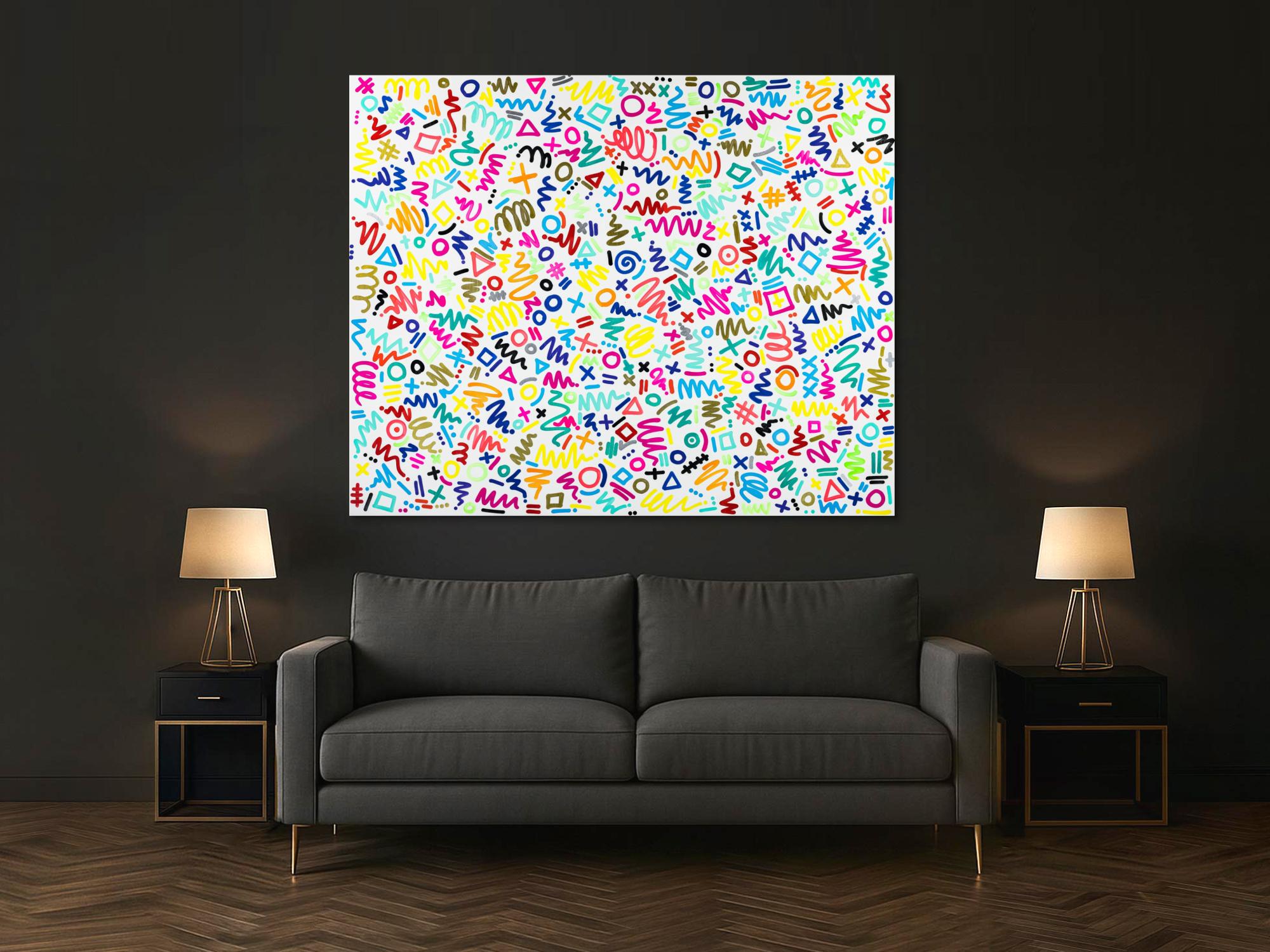 Gemälde Original abstrakt 150x180cm Minimalistisch expressionistisch handgemalt Mischtechnik bunt weiß hellgrün Einzelstück