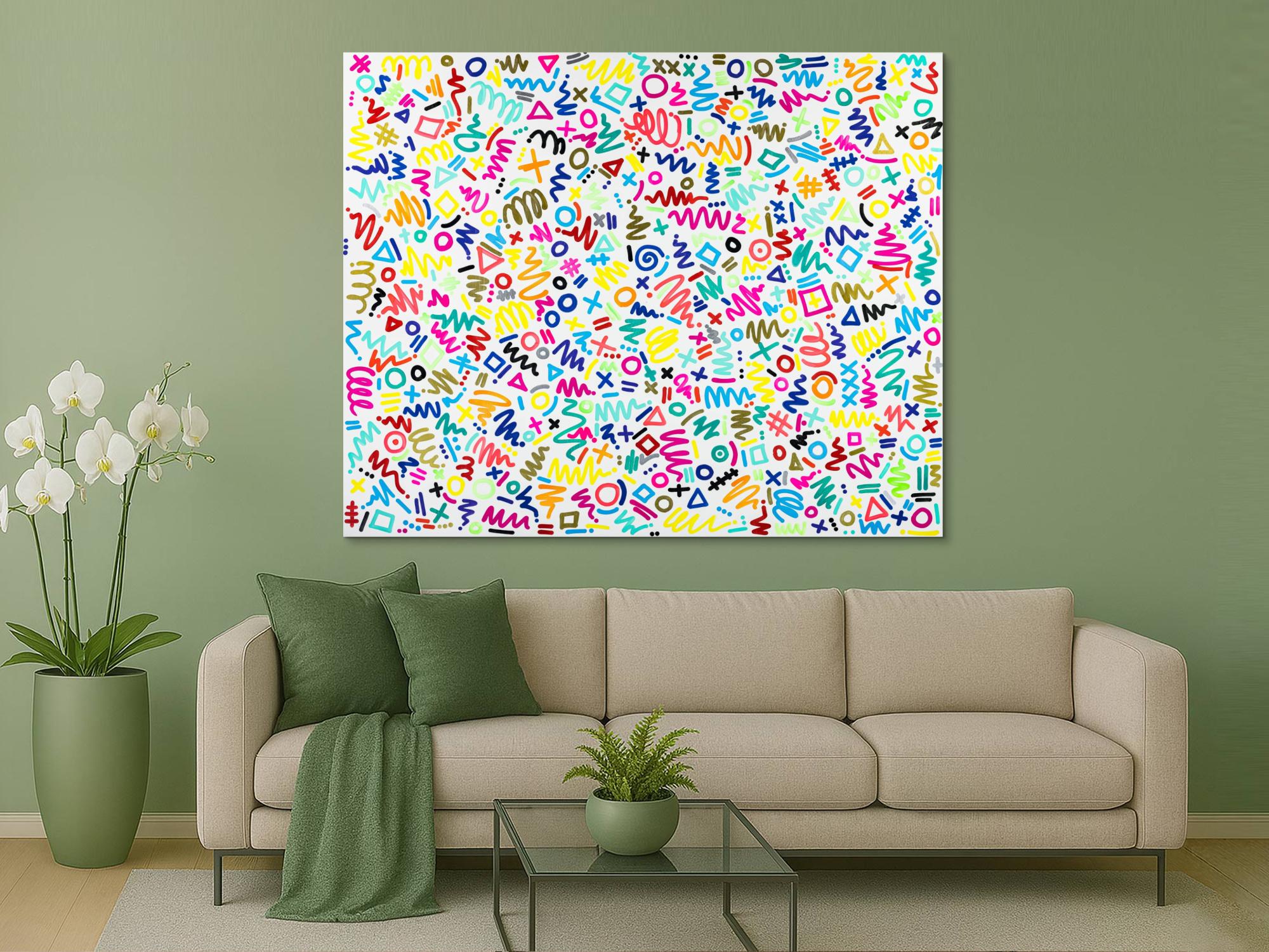 Gemälde Original abstrakt 150x180cm Minimalistisch expressionistisch handgemalt Mischtechnik bunt weiß hellgrün Einzelstück