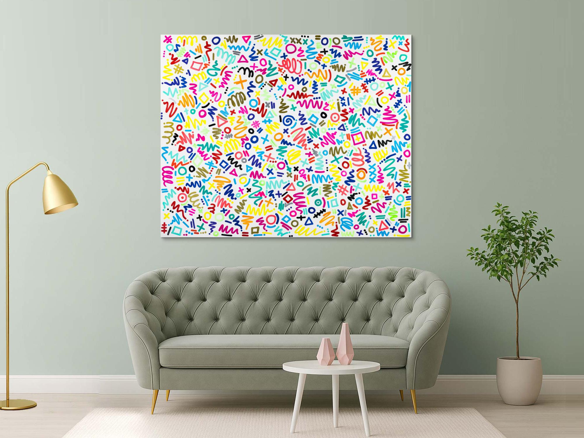 Gemälde Original abstrakt 150x180cm Minimalistisch expressionistisch handgemalt Mischtechnik bunt weiß hellgrün Einzelstück