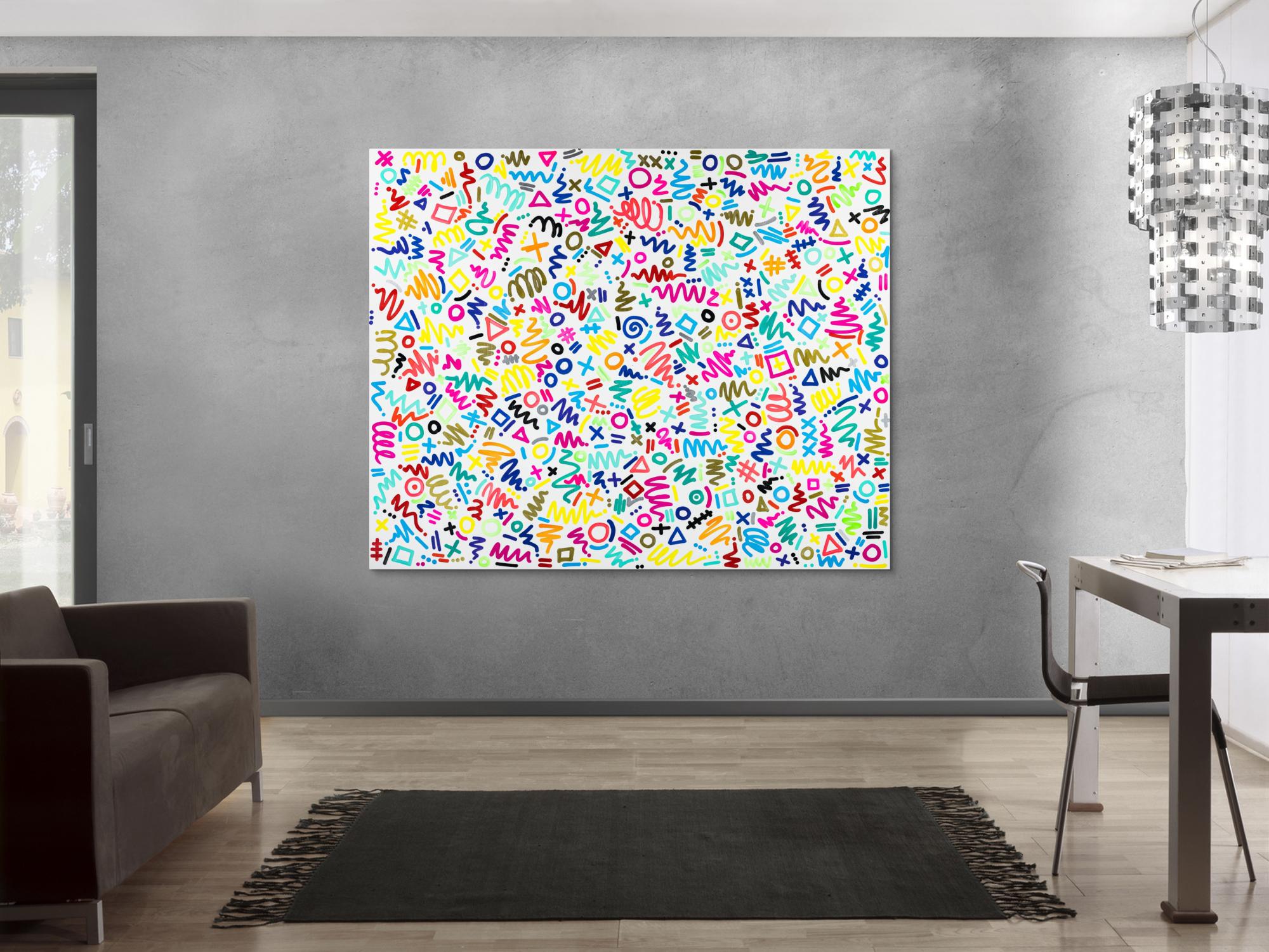 Gemälde Original abstrakt 150x180cm Minimalistisch expressionistisch handgemalt Mischtechnik bunt weiß hellgrün Einzelstück