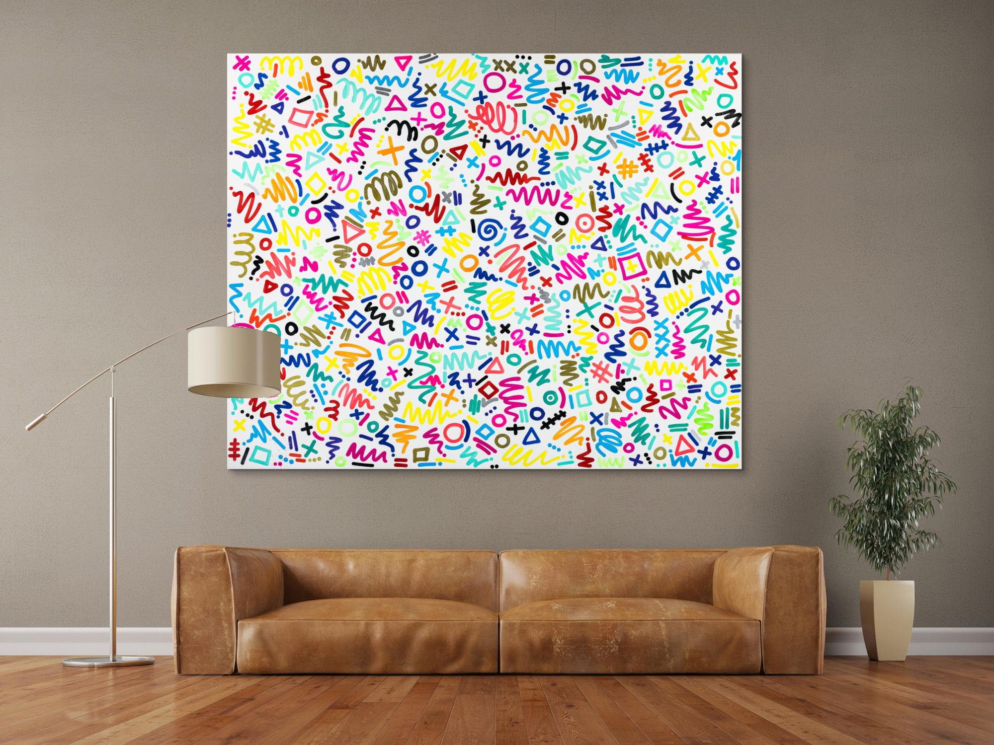 Gemälde Original abstrakt 150x180cm Minimalistisch expressionistisch handgemalt Mischtechnik bunt weiß hellgrün Einzelstück