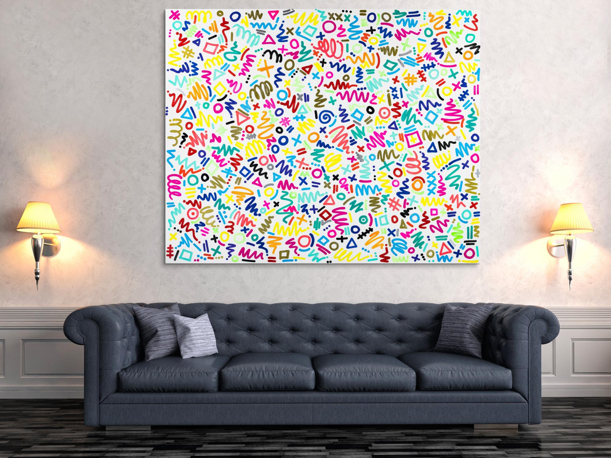 Gemälde Original abstrakt 150x180cm Minimalistisch expressionistisch handgemalt Mischtechnik bunt weiß hellgrün Einzelstück