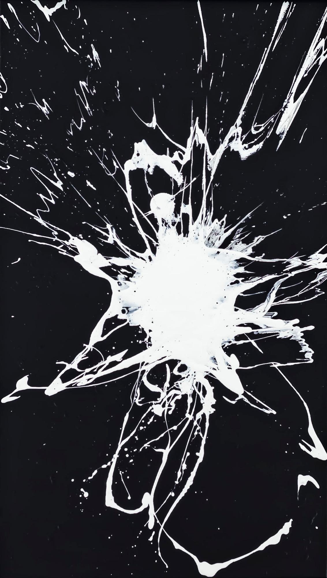 Original Gemälde abstrakt 70x40cm Minimalistisch Moderne Kunst handgemalt Action Painting schwarz weiss schwarz weiß Einzelstück