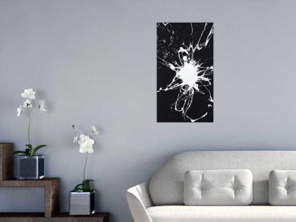 Original Gemälde abstrakt 70x40cm Minimalistisch Moderne Kunst handgemalt Action Painting schwarz weiss schwarz weiß Einzelstück