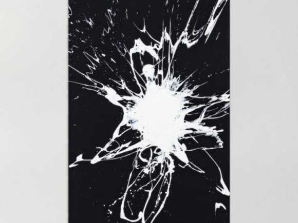 Original Gemälde abstrakt 70x40cm Minimalistisch Moderne Kunst handgemalt Action Painting schwarz weiss schwarz weiß Einzelstück