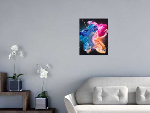 Original Gemälde abstrakt 50x40cm Action Painting Modern Art handgemalt Fluid Painting schwarz blau pink hochwertig