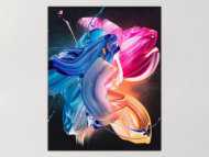 Original Gemälde abstrakt 50x40cm Action Painting Modern Art handgemalt Fluid Painting schwarz blau pink hochwertig