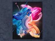 Original Gemälde abstrakt 50x40cm Action Painting Modern Art handgemalt Fluid Painting schwarz blau pink hochwertig
